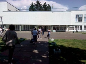 a polling place in Kiev, Ukraine